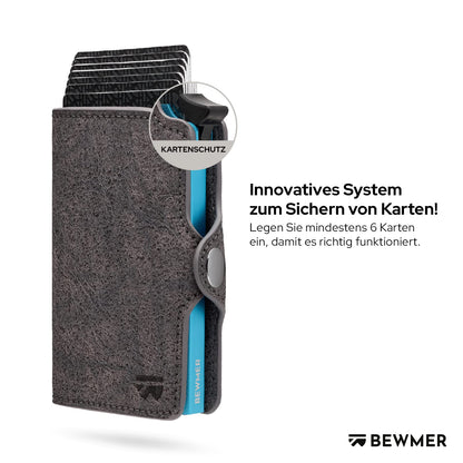 BEWMER 1 Protected Cardholder | Slim Wallet for Men and Women | Card Holder with RFID Protection and Money Clip made of Carbon Fiber | Gray