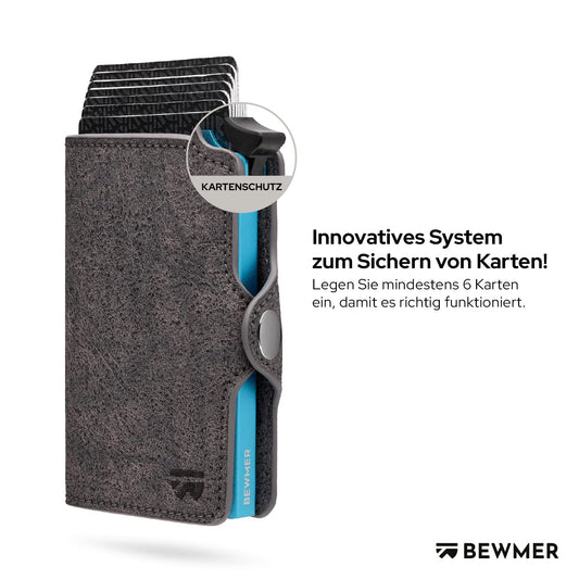 BEWMER 1 Protected Cardholder | Slim Wallet for Men and Women | Card Holder with RFID Protection and Money Clip made of Carbon Fiber | Gray