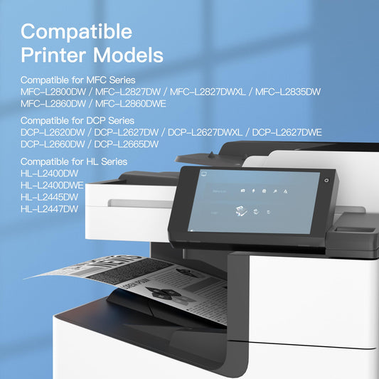 GPC IMAGE TN2510 XL TN-2510XL compatible toner for Brother HL-L2400DW, MFC-L2835DW, HL-L2400DWE, MFC-L2800DW, DCP-L2620DW, MFC-L2860DWE, DCP-L2627DW. Includes chip in 2-pack black.