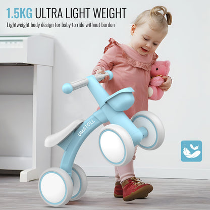 Umatoll baby balance bike for 1 year old, toy for 12-24 months, toddler walking bike with basket for boys girls, gifts for 1 year old birthday (light blue)