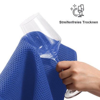 Mossfor dish towels 100% cotton, 6-pack 30 x 30 cm, Soft kitchen towels absorbent thick premium dishcloth cleaning cloth, Blue.