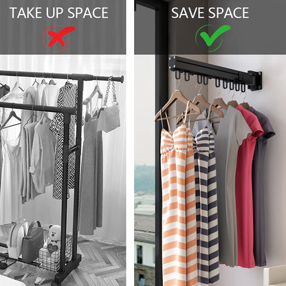 BHeadCat Wall-Mounted Clothes Rack 60cm, Multifunction Rotating Clothes Rack, Foldable Laundry Rack with 21 Hooks for Balcony, Laundry, Bathroom, Bedroom.