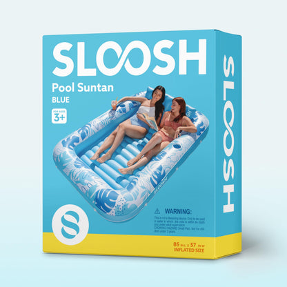 Sloosh 85" x 57"/2.1 * 1.4m Inflatable Sun Pool, Air Mattress Pool, Sunbathing with Removable Pillow, Personal Water Mattress for Adults, Summer Fun, Water Party-Blue