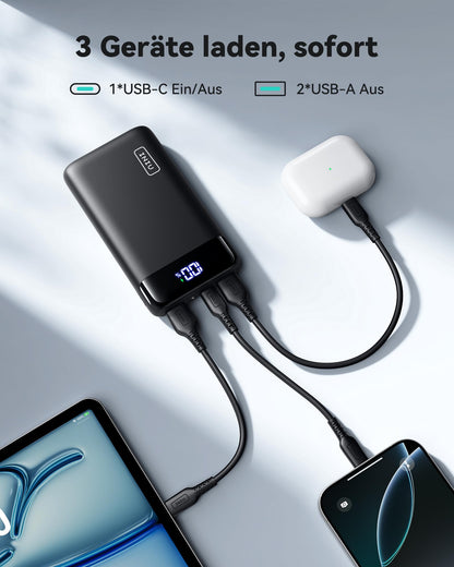 INIU Power Bank, 20000mAh 22.5W Mini Fast Charging Portable Charger 1 USB-C, 2 USB-A External Battery Packs LED Display, Battery Pack for iPhone 17 16 15 14 13 Xiaomi Samsung iPad Travel Camping Outdoor