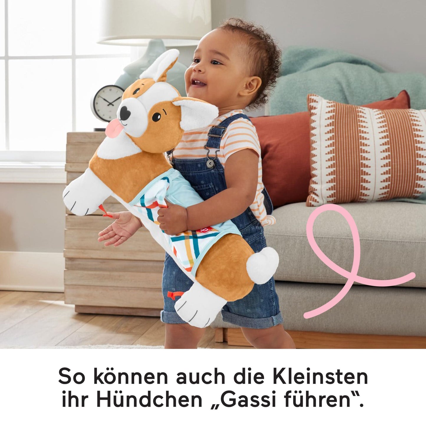Fisher-Price Baby tummy time toy, 3-in-1 Puppy Play Pillow with BPA-free teether, rattle, and mirror toy.