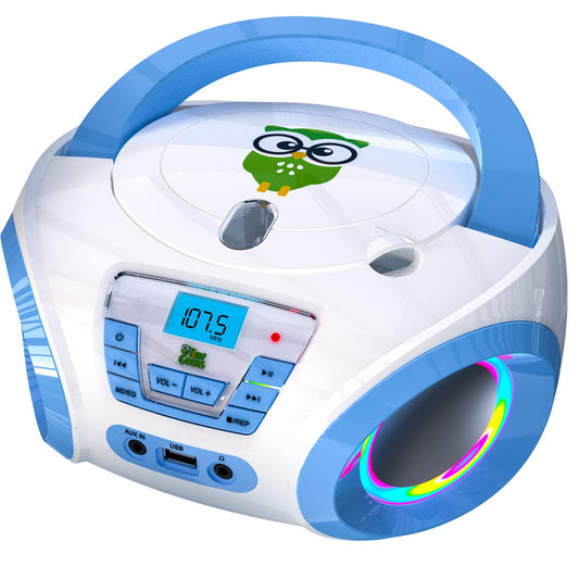 Tinygeeks Tunes Kids CD Player for Children - NEW - FM Radio - Includes Batteries - Blue - Portable Boombox CD Player - CD Player for Kids with Speakers - Blue