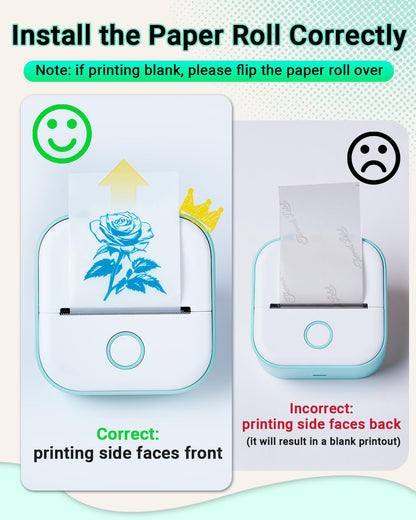 Mini Printer - Tiny Printer T02 Mini Printer for Smartphone Mini Thermal Printer Bluetooth Photo Printer Sticker Printer Label Printer Instant Print for study notes, anatomical diagrams, photos