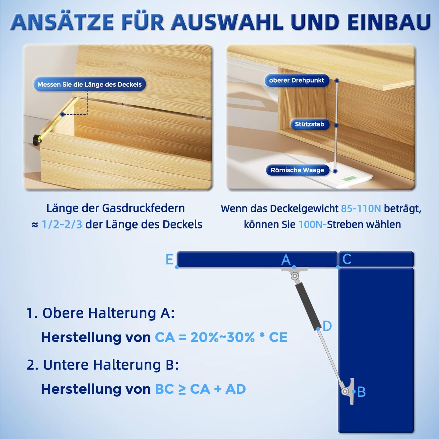 ARANA 635mm 445N 45kg gas springs, 60cm gas dampers hydraulic strut for cabinet door attic hatch camper furniture flaps and creative DIY applications, 2 pieces