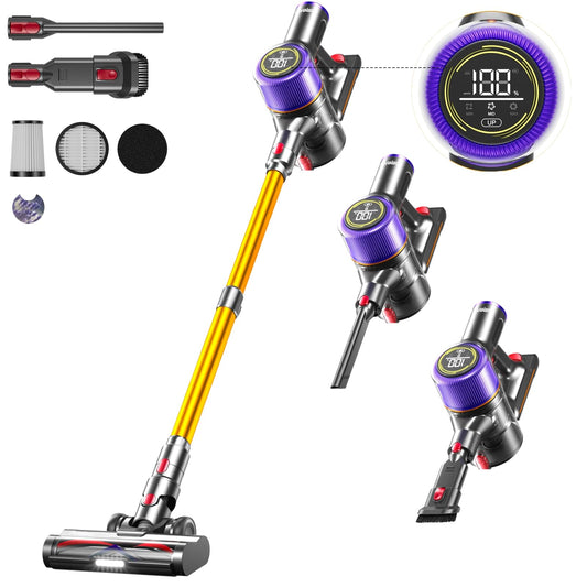 Avalsor 550W/45000Pa/65Mins Battery Vacuum Cleaner, Cordless Vacuum with Touchscreen and Anti-Tangle Brush, 1.5L Dust Container, 9-in-1 for Hard Floors, Carpets, and Pet Hair.