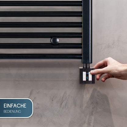 anapont electric towel radiator 1475hx600b - black - with timer function - towel heater - electric bathroom heater - bathroom towel heater - Made in Germany