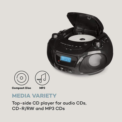 Auna portable radio for children with CD player, microphone and USB, 3W boombox with Bluetooth function, AUX/FM radio portable with LED display, MP3, 5.0 streaming, CD radio for girls and boys.