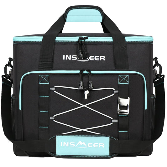 INSMEER Large 55L Cooler Bag, 90 Cans Foldable Cooler Bag, Leakproof & Waterproof Insulated Bag with Bottle Opener XXL Picnic Bag/Shopping Bag for Trip, Camping, Beach