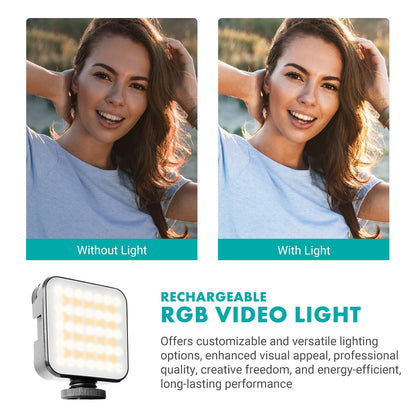 Movo iVlogger-PRO Vlogging Kit for iPhone/Android - YouTube Starter Kit for Content Creators - Accessories: Phone Tripod, Phone Mount, RGB Light, and VXR10 Shotgun Microphone.