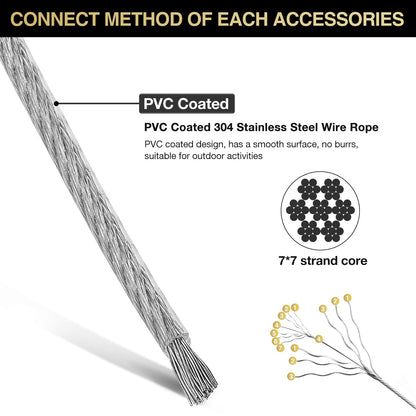 DIYLAND Wire Rope Trellis Set 35M/2mm Stainless Steel Wire Rope Set for Climbing Plants, Wire Rope Kit for Lamp Suspension, Curtain Wire, including Stainless Steel Wire Rope Clamp.