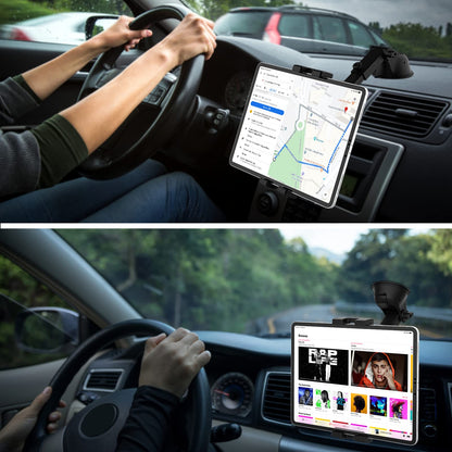 Dashboard Tablet Holder Car Front, woleyi Car/Truck Tablet Mount Suction Cup Strong, Windshield Car Mount for iPad Pro/Air/Mini/Galaxy Tabs/Lenovo/Phones 4-12.9"