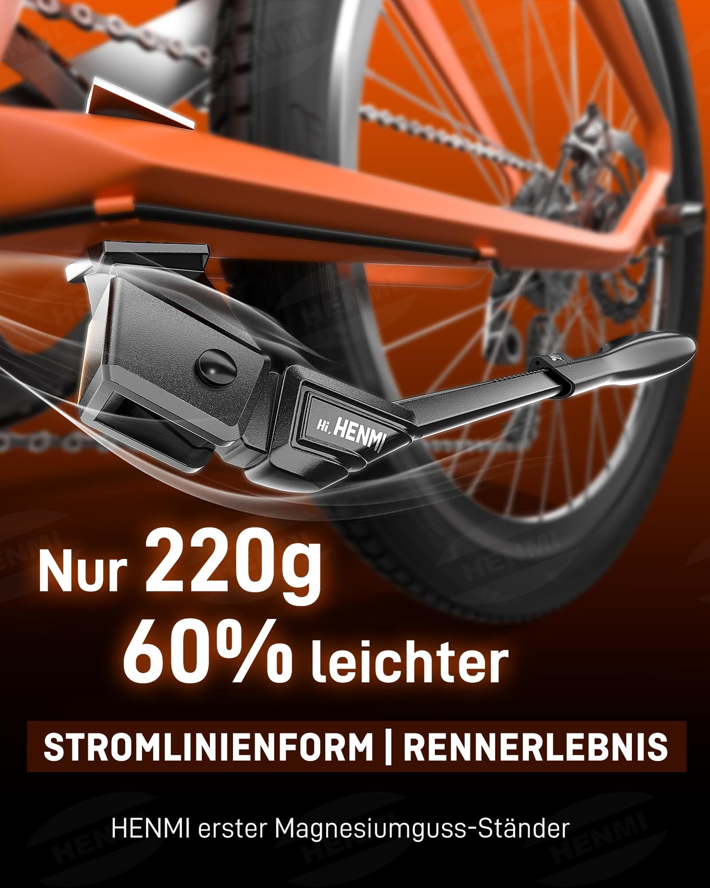 HENMI Bike Stand 24-29 Inch Adjustable Height for E-Bike, Mountain Bike, Trekking Bike, City Bike. Center Stand for easy parking. Available in Pro, Pro+, and Ultra models.