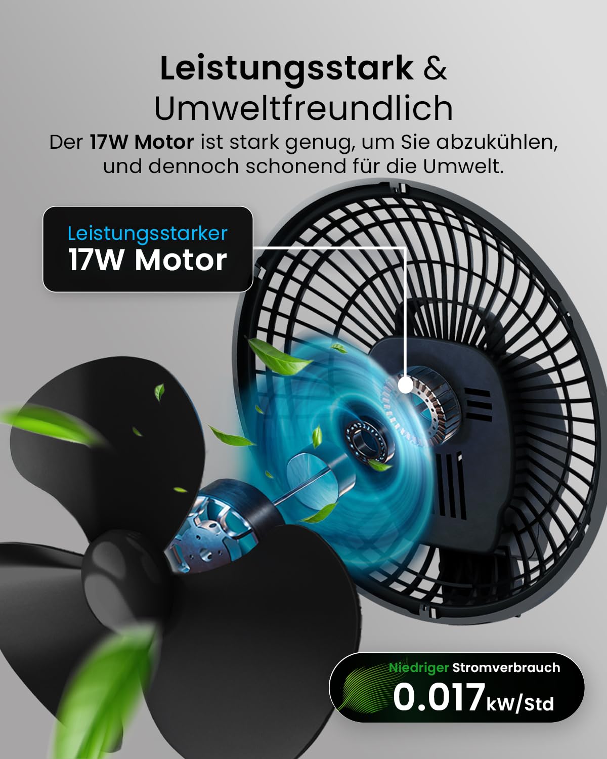 Pro Breeze Mini Fan with Clip, 20cm diameter, 2 speed settings, sturdy clip - quiet fan, ideal as a table fan on the desk, for grow box, at home in the bedroom