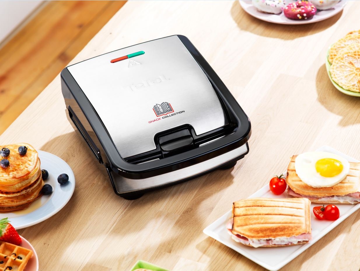Tefal Snack Collection Plate Pancake Tray Number 10, compatible with Tefal SW85XX Snack Collection, convenient storage box, includes recipe book, dishwasher safe, black, XA8010.