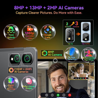 Blackview Tablet 11 inch Tab16Pro Android 14 tablet 24GB RAM 256GB ROM (2TB TF) 4G LTE 5G WiFi Tablet with pen and case, 13MP+8MP, 7700mAh, 2K Display Widevine L1, GPS