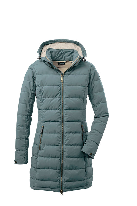 killtec Women's Gw 13 Wmn Qltd Prk Functional Parka/Quilted Parka With Detachable Hood, Aquaverde, 36 EU
