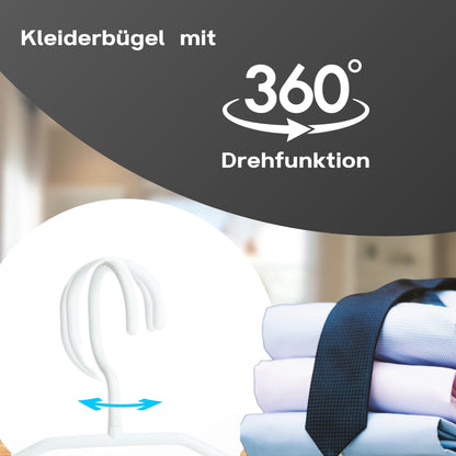 50 plastic white clothes hangers with swivel hooks, 41 cm plastic white hangers, 50 pieces Made in EU, 100% recycled material, model Lea.