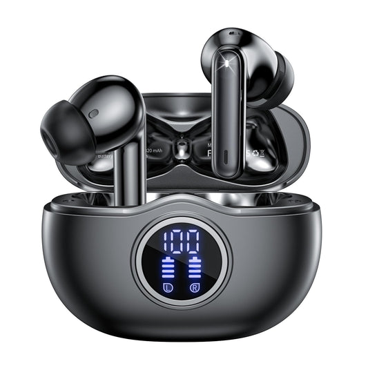 Bluetooth headphones, Wireless Bluetooth 5.3 In-Ear Headphones with LED Indicator, 40 Hrs ENC Noise Cancelling Dual Mic HiFi Stereo Headphones, IP7 Waterproof in-ear Earphones for Sports and Work.