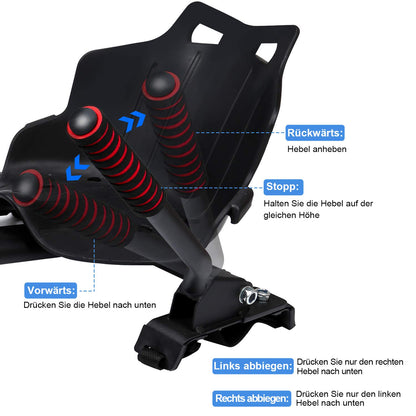 EINFEBEN Hoverboard Seat, Kart Extension for 6.5-10 inch Hoverboards, Seat Scooter for 2 Wheel Balancing, Scooter Adjustable Karting Bracket suitable for Adults and Children.