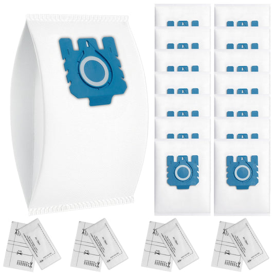 14 vacuum cleaner bags for Miele 3D Efficiency GN vacuum Classic C1 Complete C2 C3, S227, S600, S5000 and S8000 series dust bags, efficiency bags including 4 exhaust filters & 4 motor protection filters.