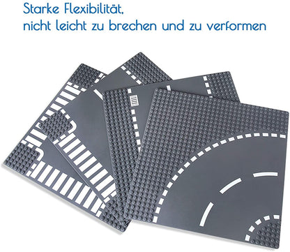 Celawork building plates for roads, cities, road tiles, classic bricks, compatible with most popular brands. 25.5 * 25.5cm plate set for creative play, educational toy.
