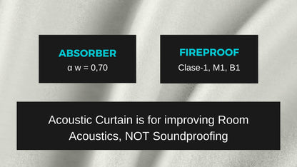 ACOUSPANEL Soundproof Curtain made of opaque fabric, noise-reducing, dimensions 135 x 240 cm, cotton, flame retardant, reversible, 300 g, Beige.
