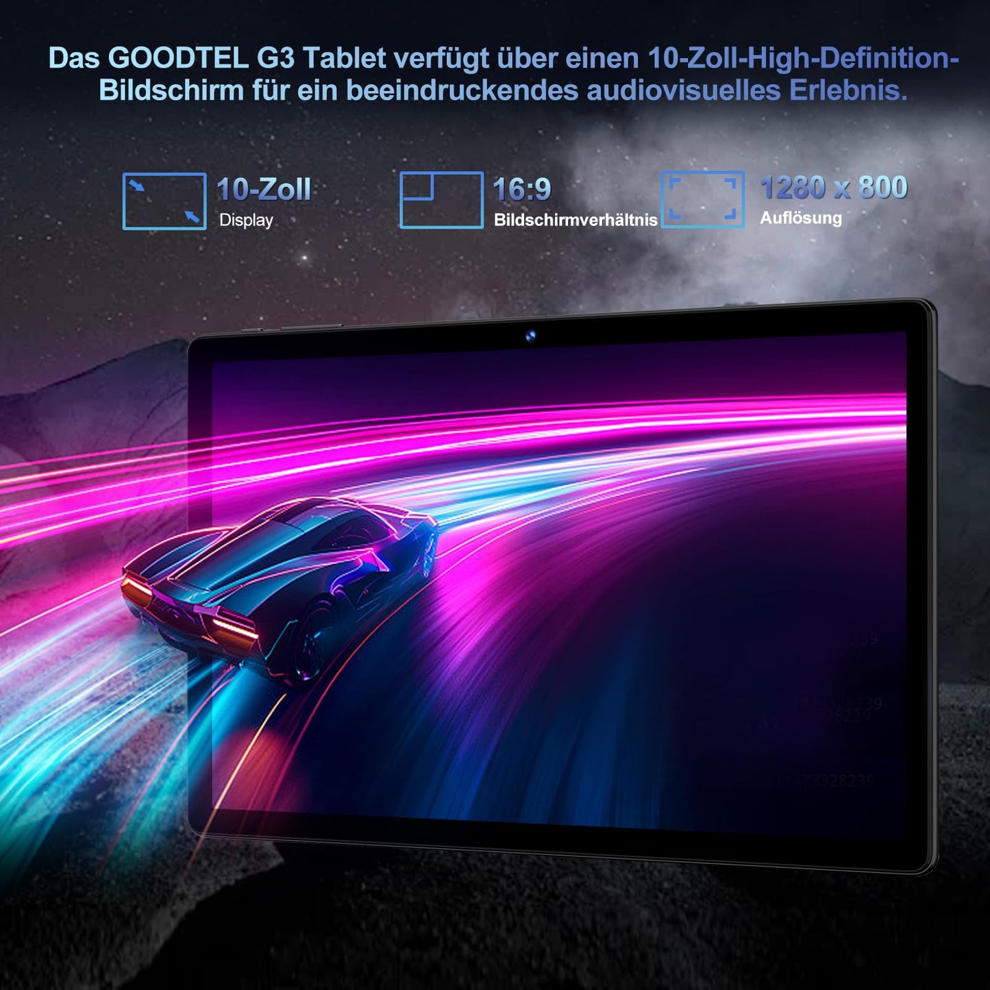 GOODTEL 2024 Latest Tablet 10 Inch Android 13 with 12GB RAM + 128GB ROM 1TB TF, 5G + 2.4G WiFi, GPS, Bluetooth 5.0, 6000mAh, Dual Camera 8+5MP, Cast, OTG, Type C, with case, keyboard & mouse - Black