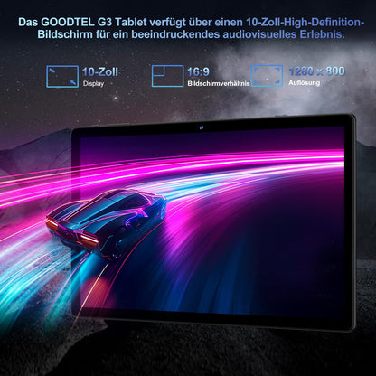 GOODTEL 2024 Latest Tablet 10 Inch Android 13 with 12GB RAM + 128GB ROM 1TB TF, 5G + 2.4G WiFi, GPS, Bluetooth 5.0, 6000mAh, Dual Camera 8+5MP, Cast, OTG, Type C, with case, keyboard & mouse - Black