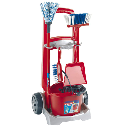 Theo Klein Vileda Sweeper Cart I With mop, bucket, broom and much more I 29 cm x 24 cm x 60 cm & Leifheit Drying Rack I For freshly washed doll and teddy bear clothes 27 cm x 63 cm x 50 cm
