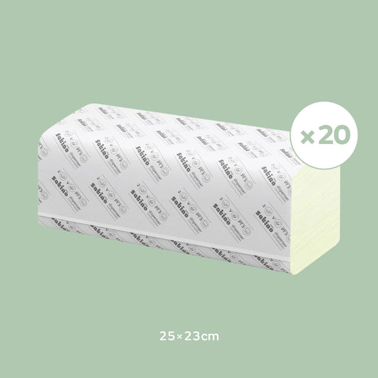 Satino by WEPA Comfort paper towels Format Tissue 277210 - PT3 compatible - 2-ply - green - 20x160 sheets - V-fold - 25x23cm - EU Ecolabel certified - 100% recycled - 3,200 sheets