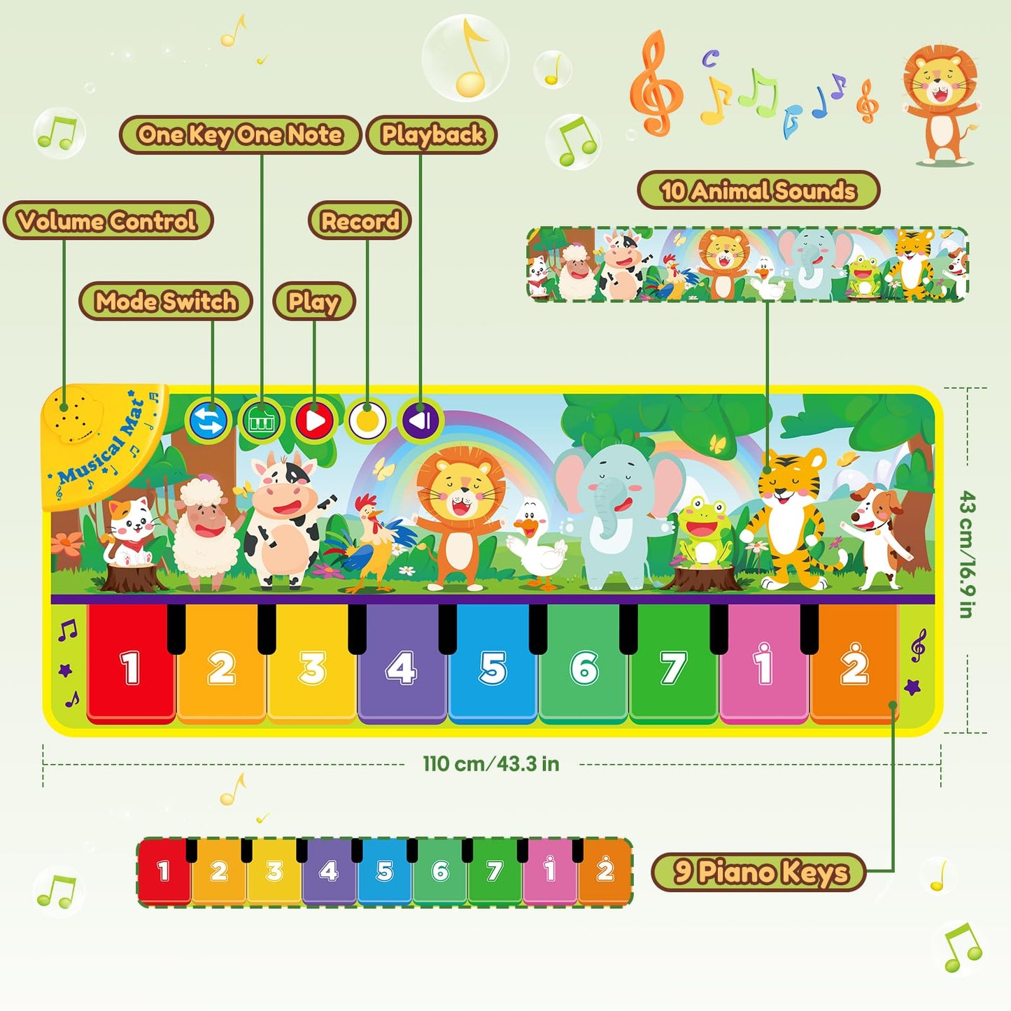 WEARXI Baby Toy for 1 Year Old Music Mat, Toys for 1 Year Old, Gift for 1 Year Old Boy Girl, Party Favor Birthday Gifts for Kids, Advent Calendar Fillers for Children.