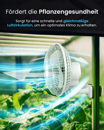 Pro Breeze Mini Fan with Clip, 20 cm diameter, 2 speed settings, sturdy clip - quiet fan, ideal as a desk fan at the office, for a grow tent, at home in the bedroom