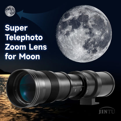 JINTU 420-1600mm telephoto lens, EF lens for Canon DSLR, Manual MF zoom lens for Canon 4000D 2000D 1500D 1300D 1200D 850D 800D 750D 600D 500D 250D 90D 5D, 6D, 7D, 40D, 50D, 60D, 100D, 300D