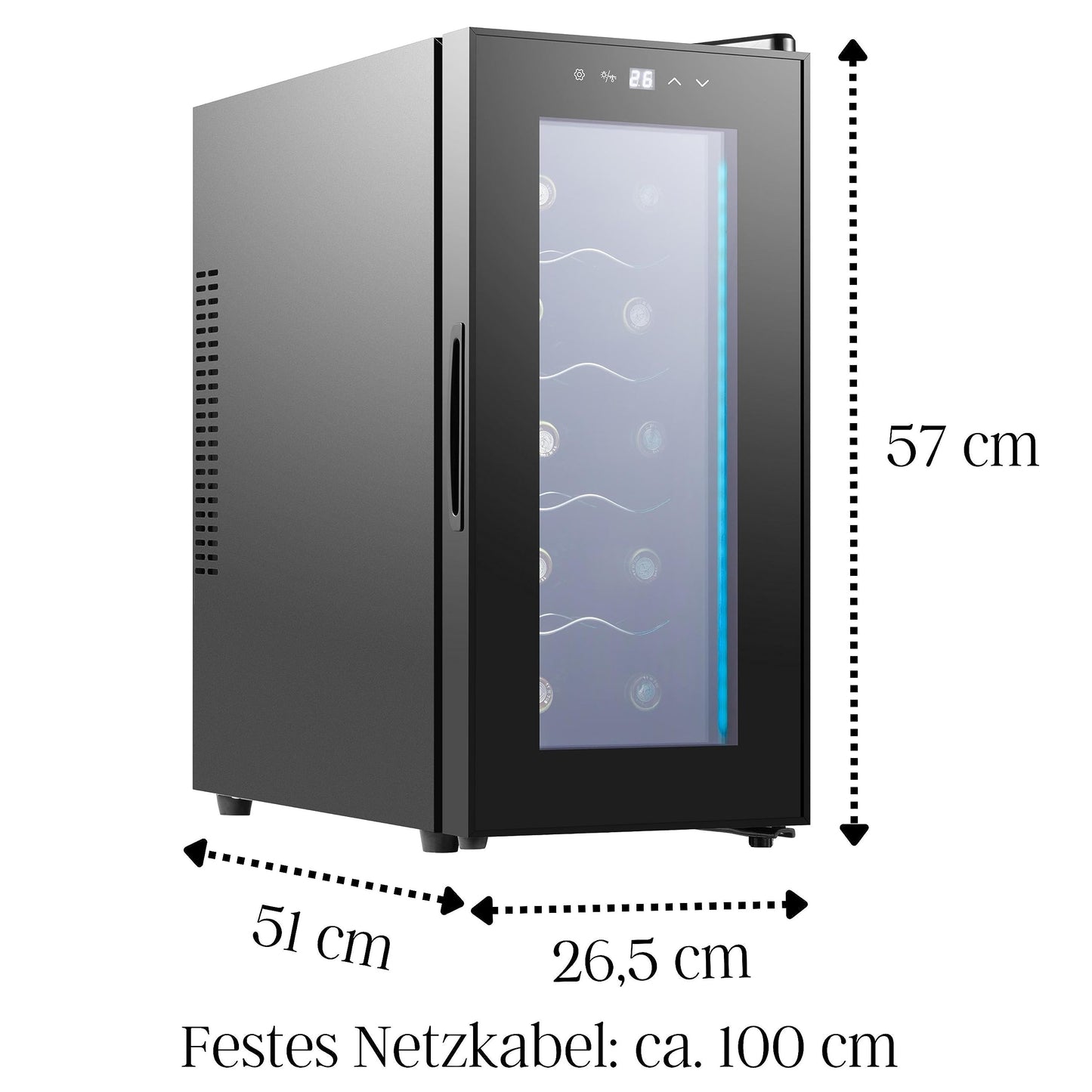 Echo's wine cooler 10 bottles 28 liters LED lighting wine cooler wine climate refrigerator mini fridge wine cooler minibar with glass door.