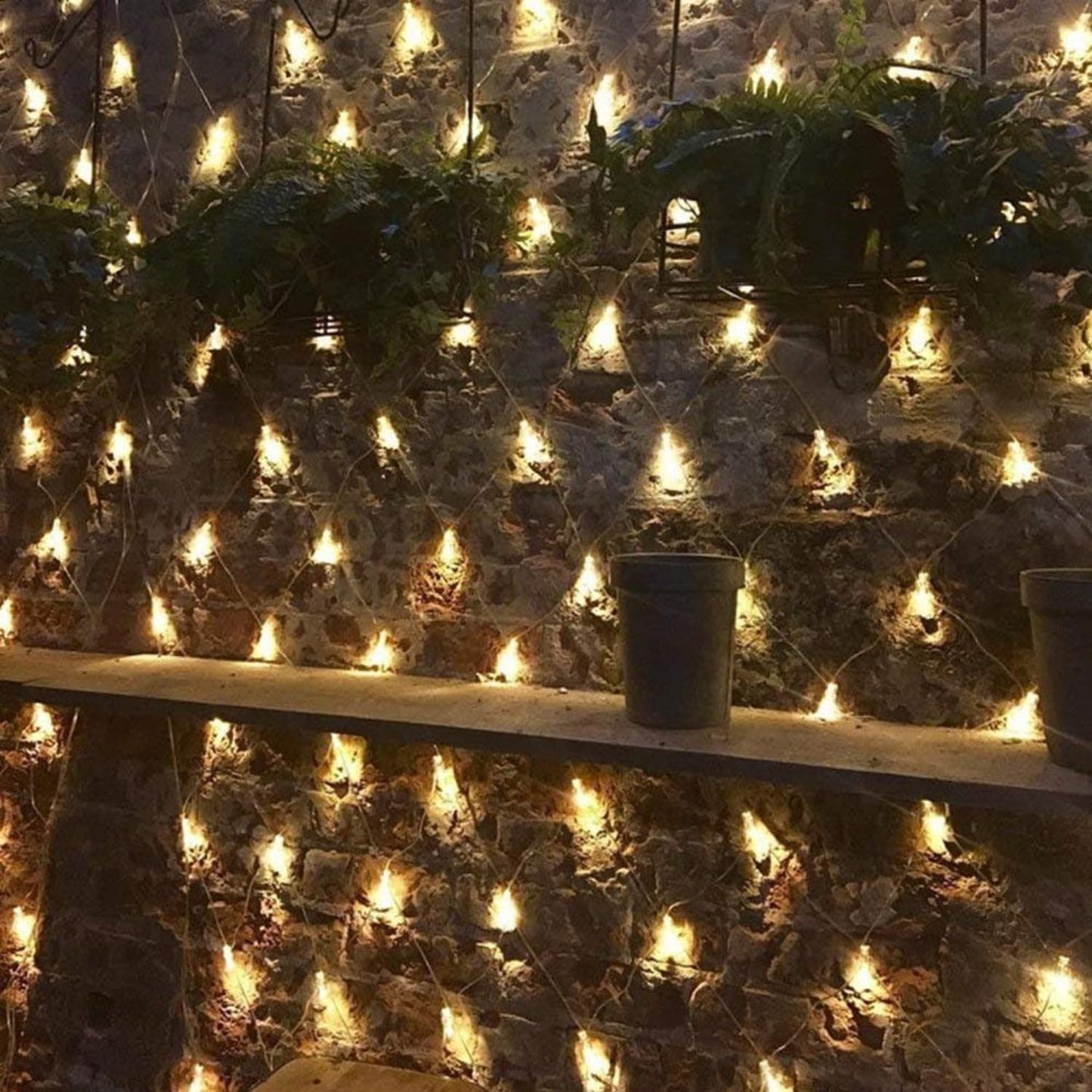 Gresonic 320 LED 1.8m*2.5m light net light curtain light chain warm white decoration light indoor and outdoor Christmas wedding with plug (320LED, constant light)