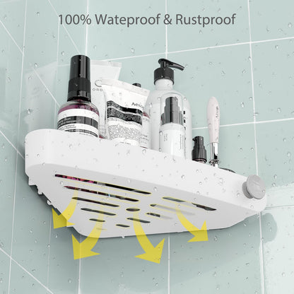 Sotfamily shower caddy without drilling corner, 4 piece shower shelf bathroom shelf without drilling with adhesive pad, rustproof plastic shampoo holder for shower for bathroom, white