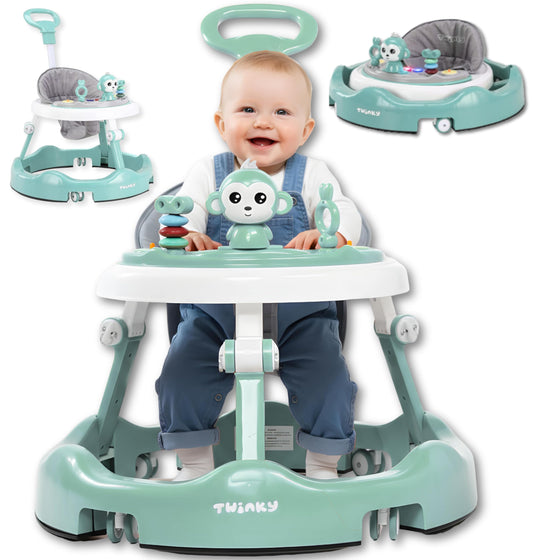 Twinky® walking aid with playset & floor mat - Sturdy 4-way adjustable preschool walking aid - Perfect as a walking aid for your little one's first steps (Mint Green)