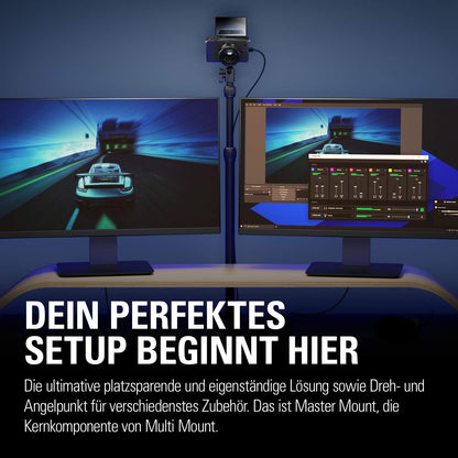Elgato Master Mount L - Table Clamp with extendable rod up to 125 cm, ¼-inch thread, attach lighting, cameras, and microphones, ideal for streaming, video conferences, and studios.