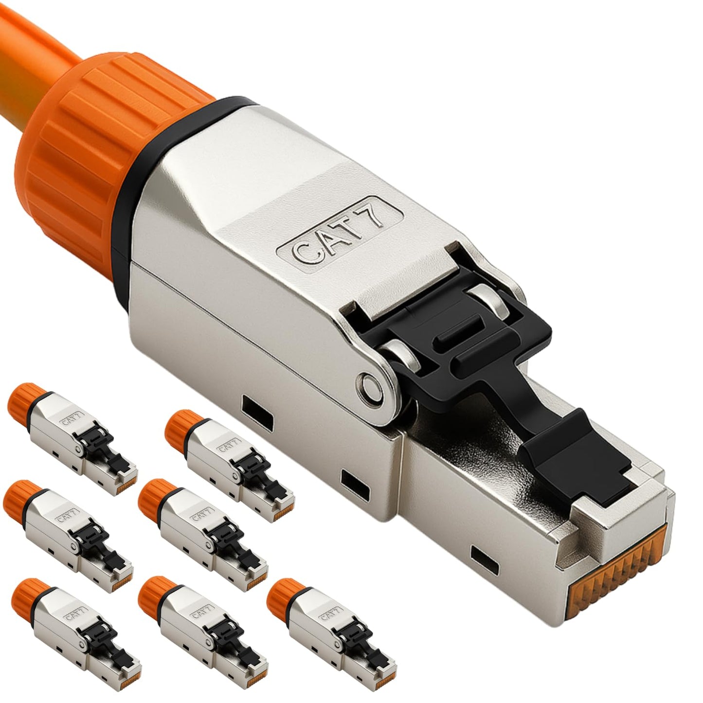 8x RJ45 plugs CAT 7 - tool-free network plugs for Ethernet, installation cables & network cables | Gigabit capable, shielded, 10 Gbit/s, gold-plated contacts.