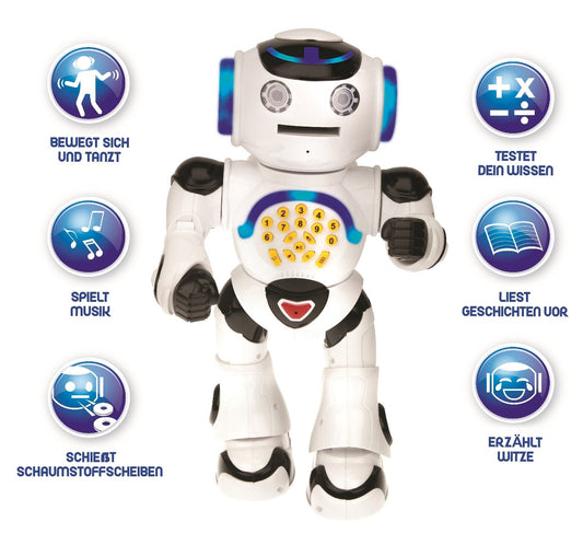Lexibook Powerman - Educational robot for kids, for learning and playing. Interactive, dances, makes music, quiz games, tells stories, throws discs - ROB50DE.