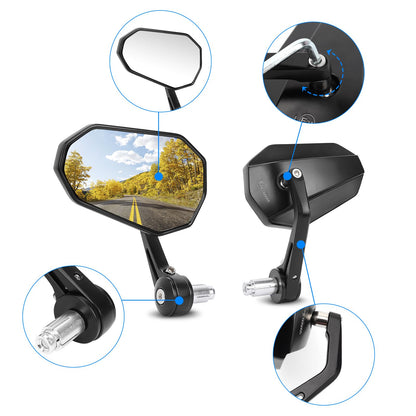 SUPAREE Motorcycle Mirror Universal Motorcycle Rearview Mirror Motorcycle Mirror E-approved 360° Rotatable with Robust Aluminum Alloy Compatible for Scooter Roller ATV (Left and Right)