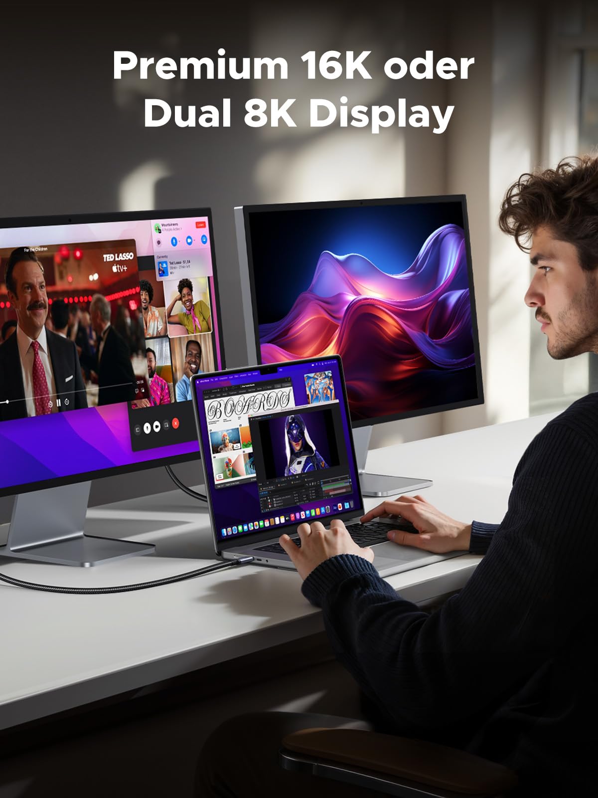 UGREEN USB4 Cable, 80 Gbps USB C Data Cable, 240W USB C Charging Cable, 1M with 16K or dual 8K video signal transmission, compatible with MacBook/Monitor/Docking Station/iPad/iPhone