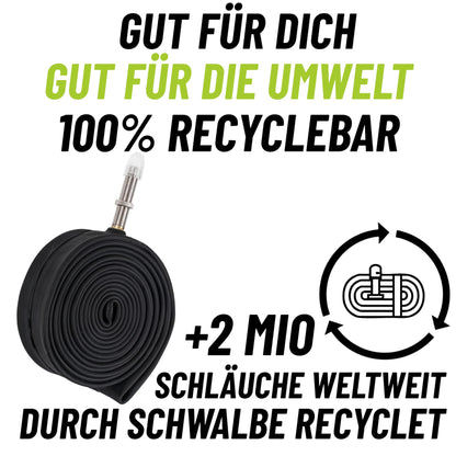 2-pack Schwalbe bicycle tube AV19 40mm for 27.5 28 29 inches (40/62-584/635) including 3 MS bike tire levers