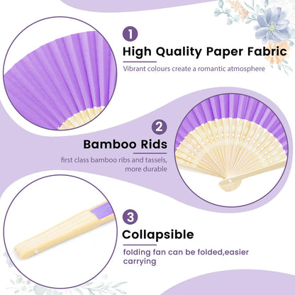 iZoeL 12 PCS Hand Fans Colorful Fans Wedding Macaron Paper Fans Wedding Fans Pocket Fans Foldable Fans Colorful Hand Fans Wedding Party Favor with Pouch (Macaron)