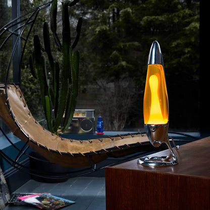 Mathmos Neo lava lamp for children and adults (chrome - yellow/orange)