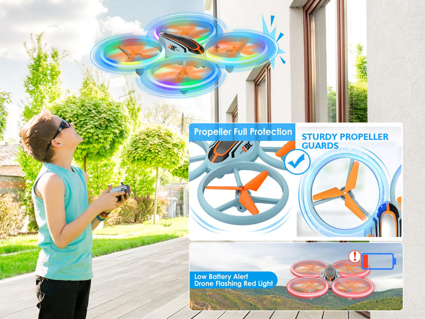 i9C Drone with HD Camera for Kids, Mini Drone with Colorful LED Lights, RC Quadcopter with Headless Mode, Flight Path, Toy Gifts for Boys Girls Beginners